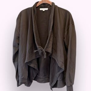 🇪🇸🐠young fabulous & broke open draped cardigan sweatshirt tie black fleece small